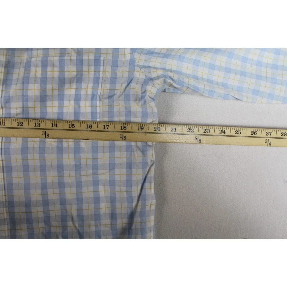 Banana Republic Button Down Mens Small Blue Good Plaid Long Sleeve Non-Iron